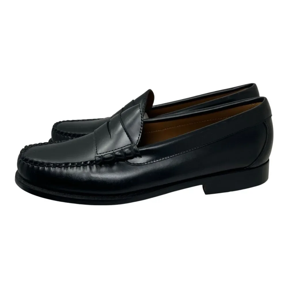 J Crew Penny Loafers Mens 9 Black Leather Sole Business Preppy Luxury Shoes